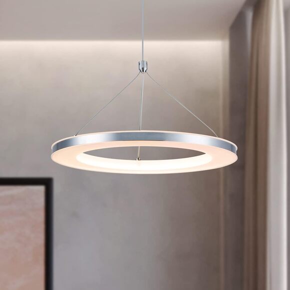 CHYING Silver LED Pendant Light, 11.8" Chrome & Nature White - Picture 1 of 5
